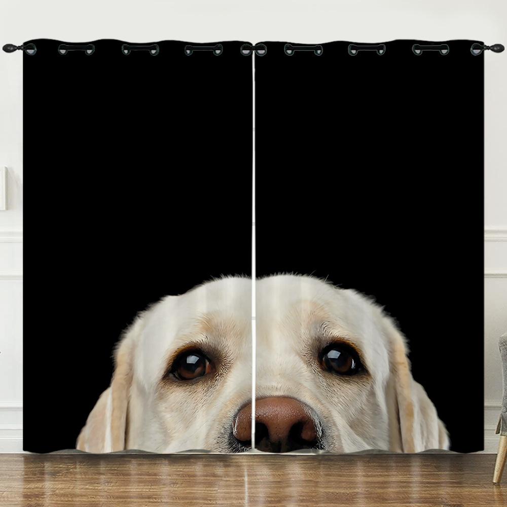 

Шторы Милое Искусство Собака 3D Цифровая Печать Затемняющая Штора На Люверсах 97cm*114cm*2
