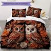 owl Pattern Bedding uilt Set uilt Cover Pillowcase Home Decoration Birthday Gift (1 * duvet cover + 2 * pillowcase  without core)66
