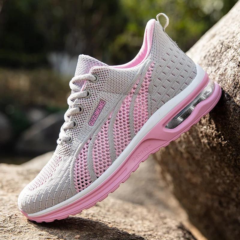 Fashion Women Running Shoes Ladies Breathable Sneakers Mesh Air Cushion Tennis Women's Sports Shoes Outdoor Lace Up Training Shoes