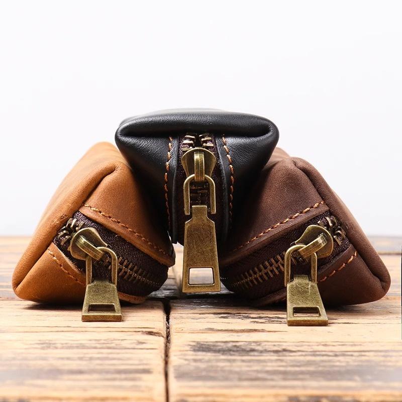 Retro Leather Coin Bag Simple Zipper Clutch Wallet Credit Card Holder Key Bags Men Money Change Pouch Business Wallet Gifts