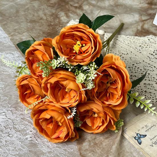 Artificial Rose Bouquet 7 Head Realistic Fake Flower Home Office Wedding Party Table Centerpiece