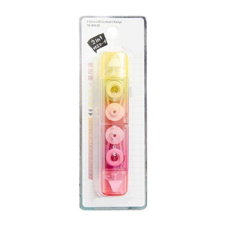 Gradient Color Correction Tape 2 In 1 White Out Tape and Adhesive Roller Scrapbooking Tape Double Head Correction Tape