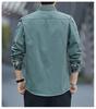 Men's Loose-Fit Non-Iron Cotton Shirt - Long Sleeve Casual Workwear for Spring & Autumn
