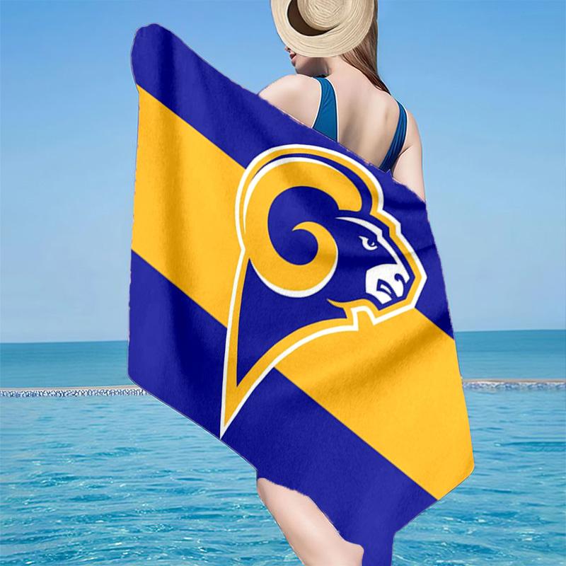 Rams Team Spirit Beach Towel, Quick-drying, Easy to Care for, Use for Both Fitness and Beach Vacations,Sports Essential Fan Gift