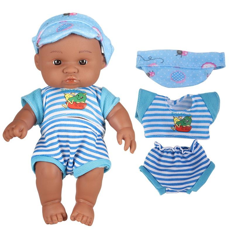 

8-inch black doll simulation baby vinyl doll children s toy soft rubber reborn doll 18cm