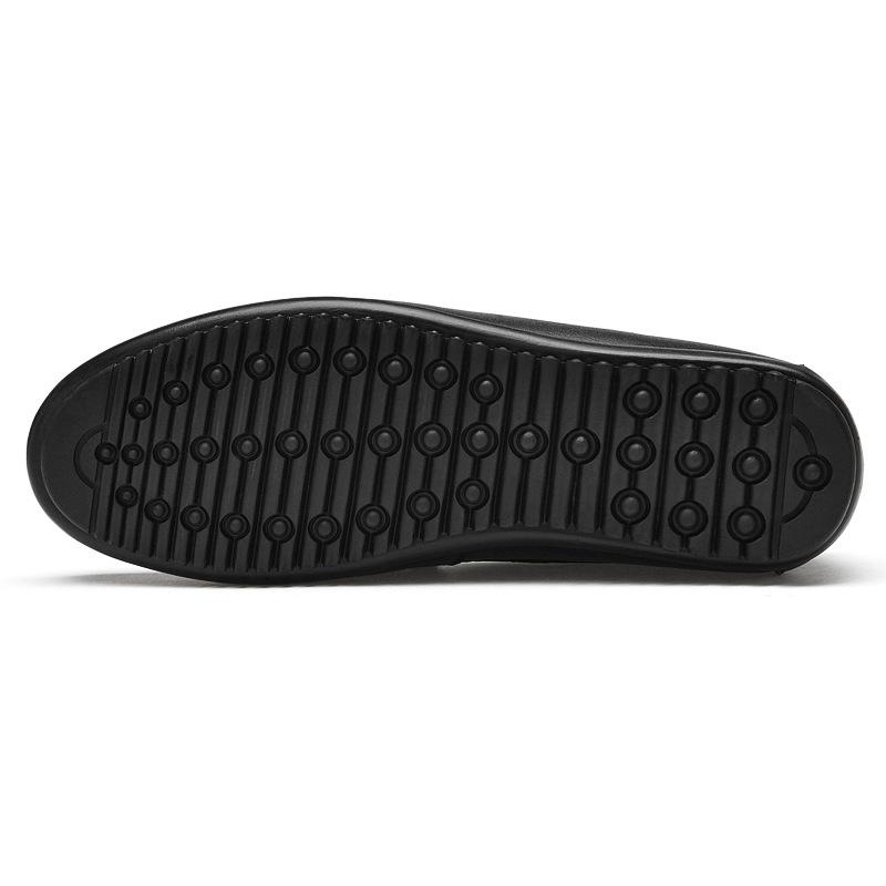Men's round head two-layer cowhide simple men's casual single shoes sleeve Doudou shoes breathable flat heel single shoes men's shoes