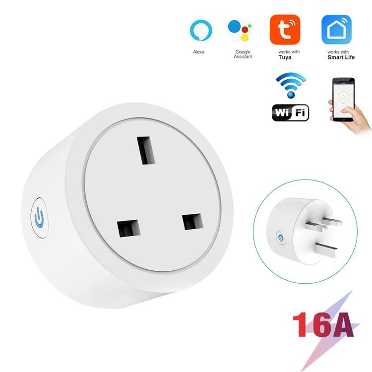 WHD10 UK Plug 16A Tuya WiFi Smart Socket with Electricity Metering Voice / APP Control