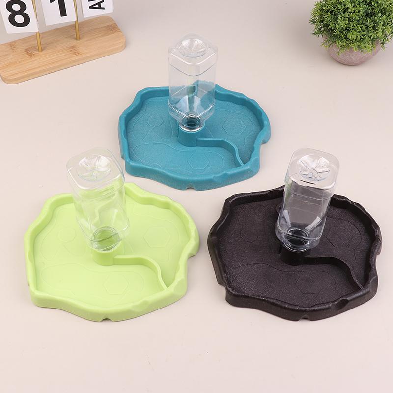 Reptile Feeders Waterer Automatic-refilling Turtle Water Dispenser Bottle Tortoise Food Water Bowl Feeding Dish for Lizards