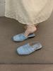 French Gentle Woven Bag Head Sandals Girl 2025 Spring and Summer Vacation Fairy Evening Empty Single Shoes