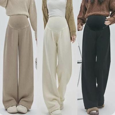 2024 Spring & Autumn Maternity Velvet Cotton Wide-Leg Pants with Belly Support