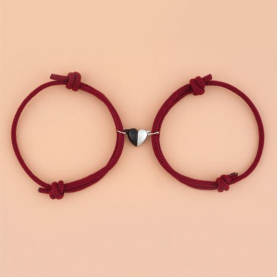 2Pcs Anti-rust Multi-color Fashion Nice-looking Exquisite Magnetic Heart Couple Hand Chain Lover Bracelet