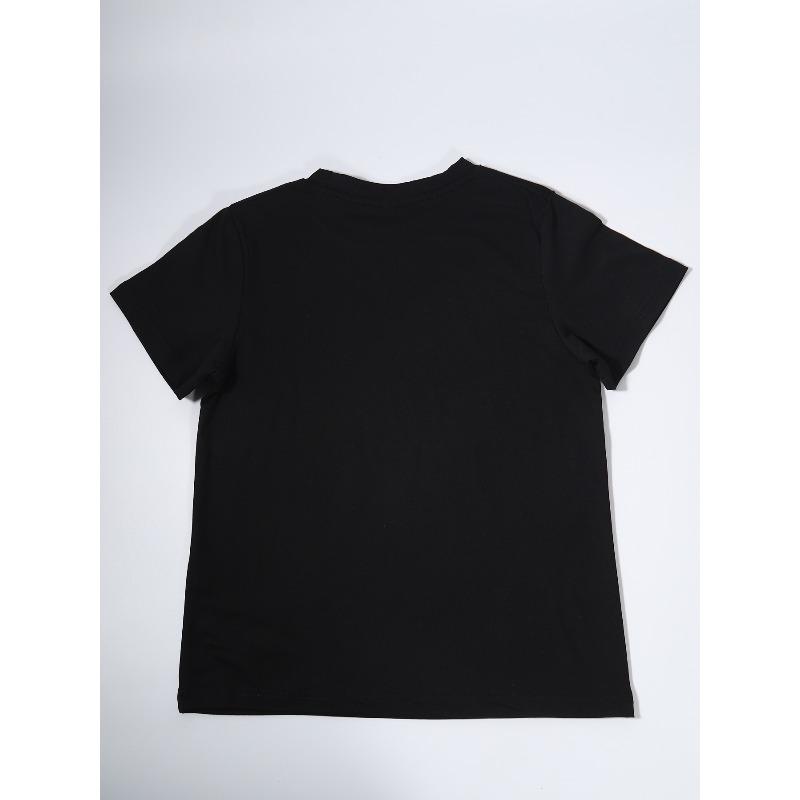 European Size Boys Round Neck Short Sleeved Shirt with Panda Cartoon Pattern