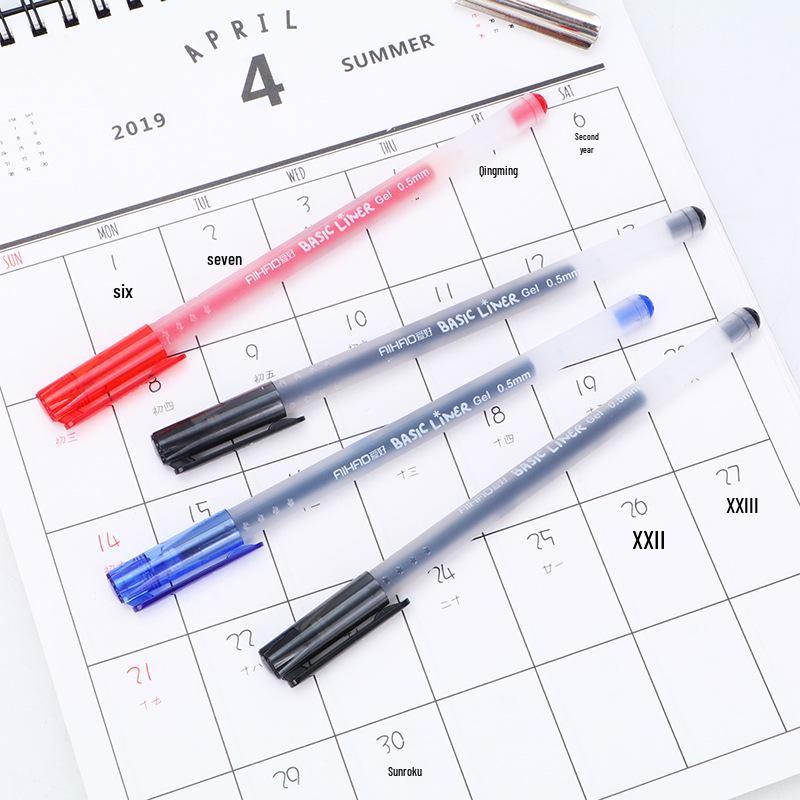 Hobby Stationery Gel Pen 8761 - 0.5mm Tip, Black/Blue/Red Ink, Cap-Off Signature & Study Pen