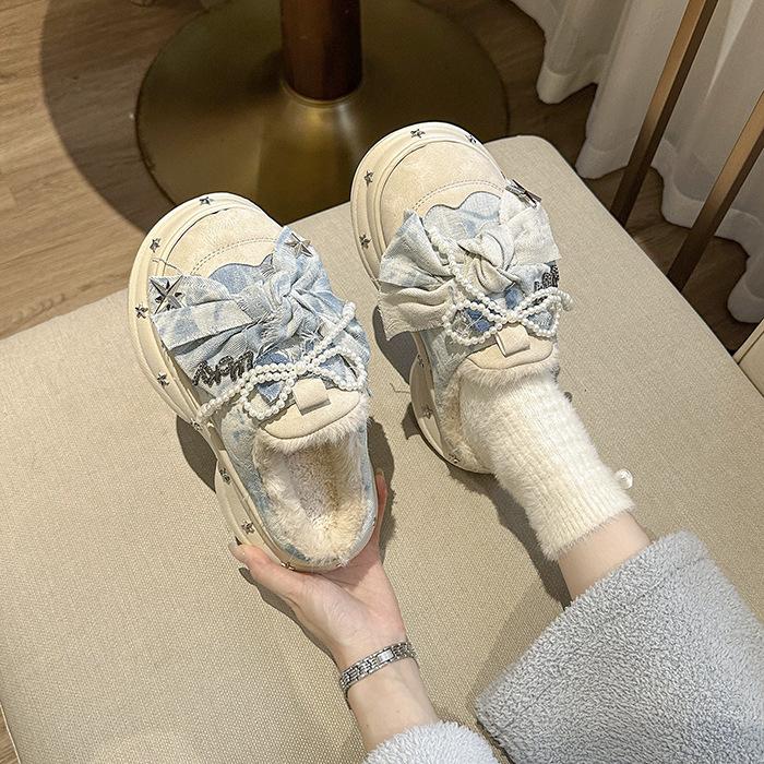 New Plush Cotton Slippers Women's Fall and Winter Indoor Non-slip Fur Slippers - Comfortable and warm wearing comfortable
