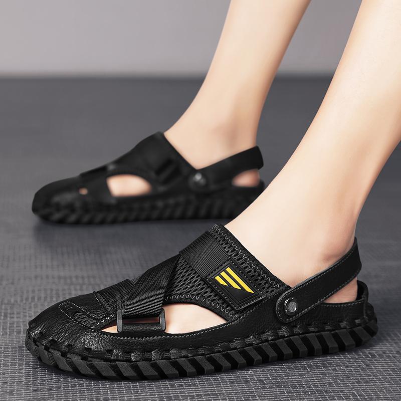 Summer Men Sandals Genuine Leather Mens Casual Shoes Outdoor Men Leather Sandals for Men Beach Shoes Roman Mens Shoes