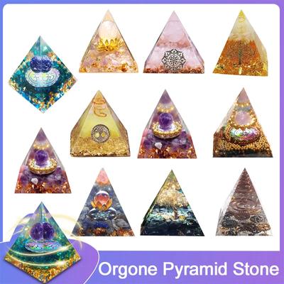Natural Stone Orgonite Crystals Pyramid Amethyst Orgone Amethy Energy Healing Reiki Chakra Meditation Gem Ornaments Crafts Decor