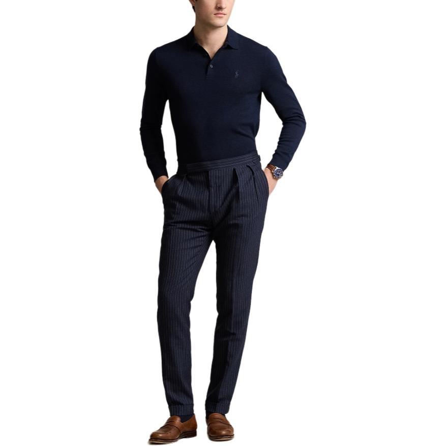 Polo Ralph Lauren Einfarbiges Logo Gestrickter Pullover Herrenpullover Hunter-Tiefblau MNPOSWE16821901-400