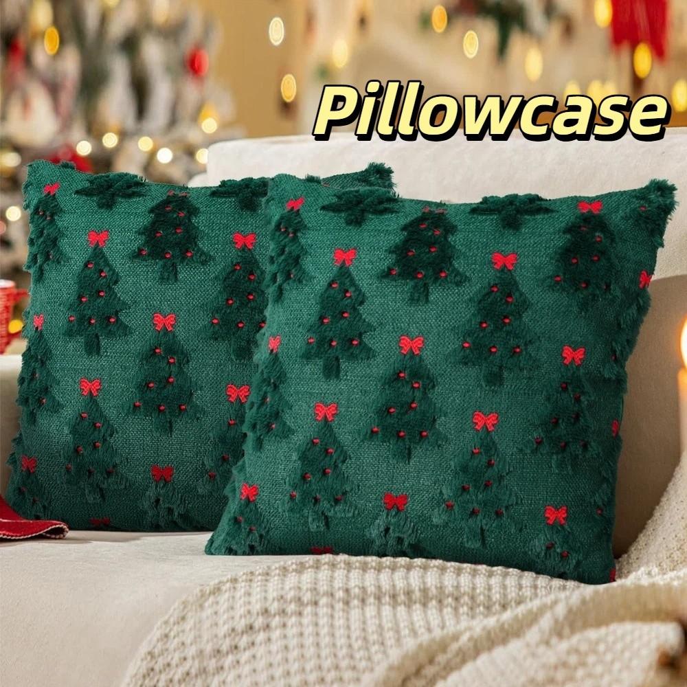 Decorative Xmas Tree Pillowcase Soft Xmas Pillowcase New Plush Cushion Cover  Festive Atmosphere