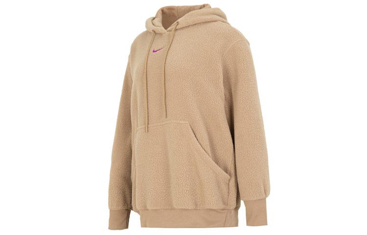Nike Sweatshirts Women s Khaki Hooded Moderate Regular DQ6841-258 L