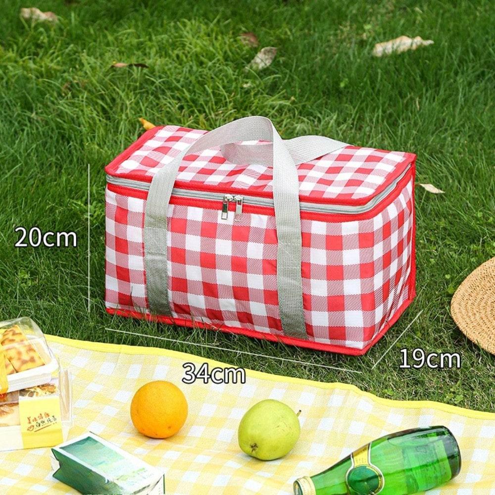 Outdoor large-capacity picnic bag, camping picnic basket, travel picnic bag, portable bento bag, thermal insulation bag