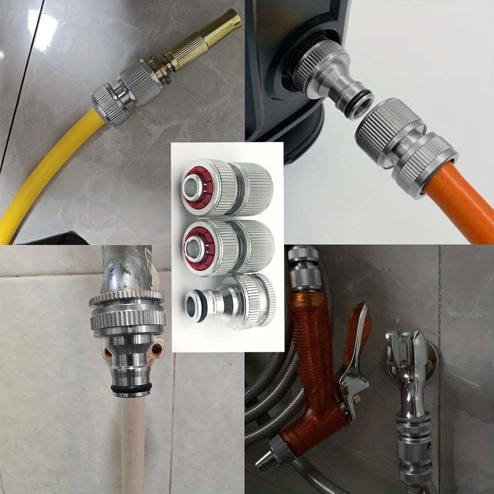2Sets Garden Hose Aluminum Connector 1/2" Water Connector +1/2" To 3/4" Silvery Pacifier Connector Double-Mouth Internal Thread