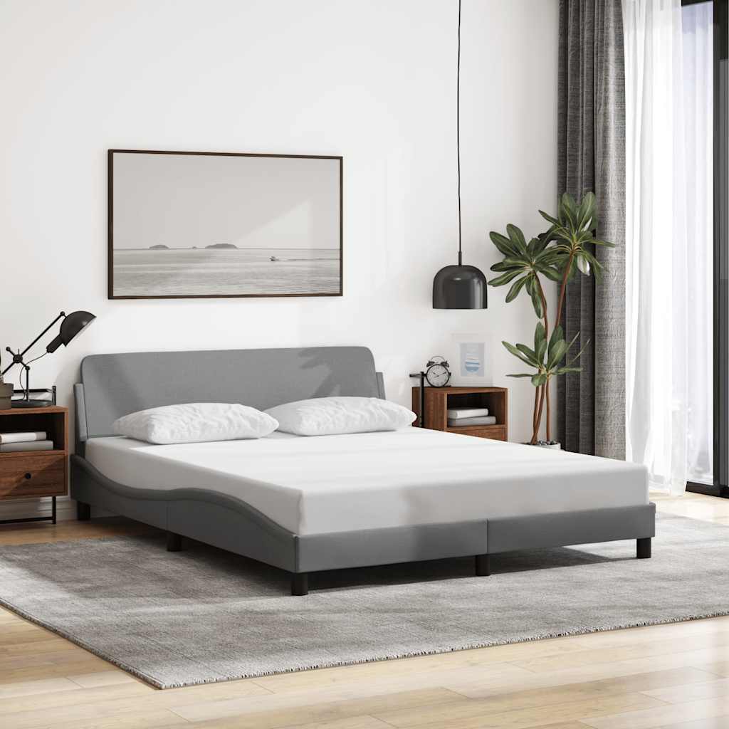 Bed Frame  Dover  Light Gray 152x203 cm Fabric