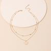 Trendy Vintage Round Pendant Necklace for Women Double Layer Beads Chain Chokers Necklace Golden Collar Jewelry Girls Gift