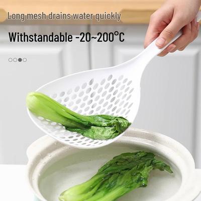 Heat-Resistant Large Noodle Strainer and Colander for Dumplings - Durable Plastic Kitchen Ladle