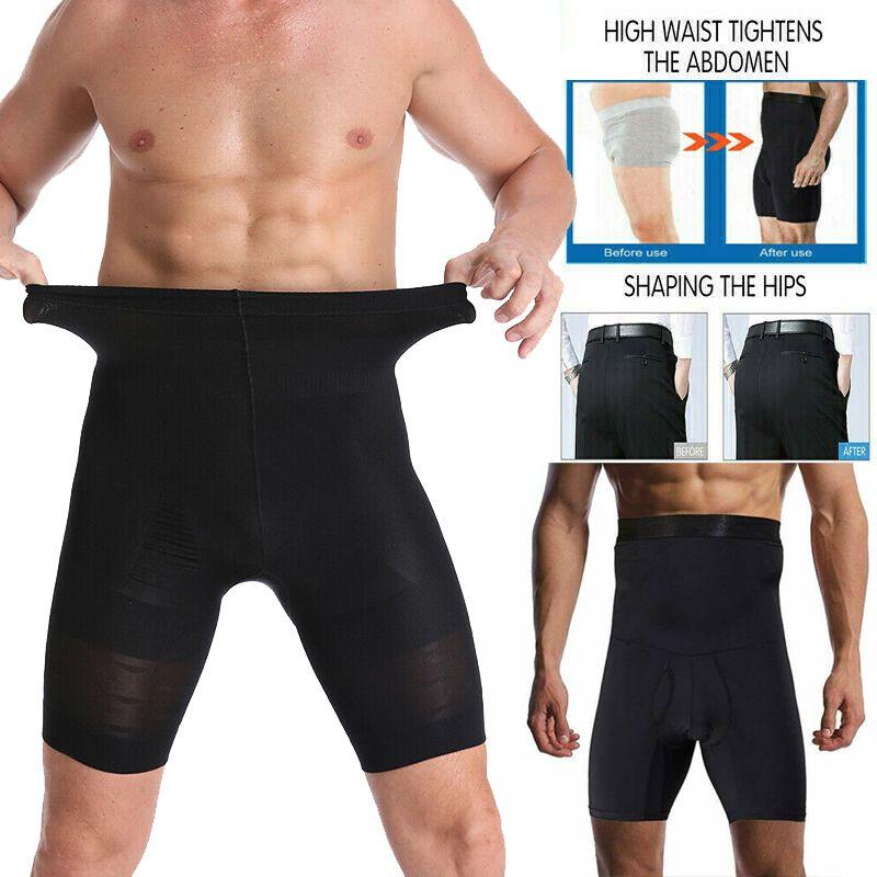Mens Shaper Body Tummy Control Slimming Shapewear Shorts High Waist Trim Abdomen