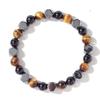 0.31 Inch Natural Stone Beaded Bracelet for Men, Tiger Eye Hematite Punk Protective Bracelet