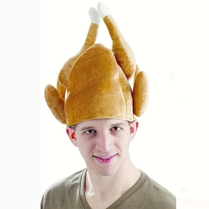 1pcs Plush Turkey Hat with Thanksgiving Christmas Velvet Sponge Chef Cap Photo Booth Props Festival Decorations Photo Props