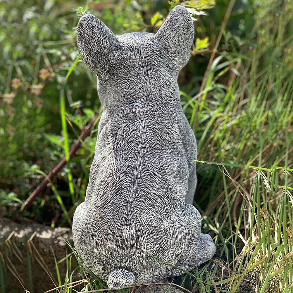 Dog Statue, French Bulldog Statue Garden Animal Sculpture for Garden Decoration Outdoor Lawn Gnome Yard Art (Picture Color 2)