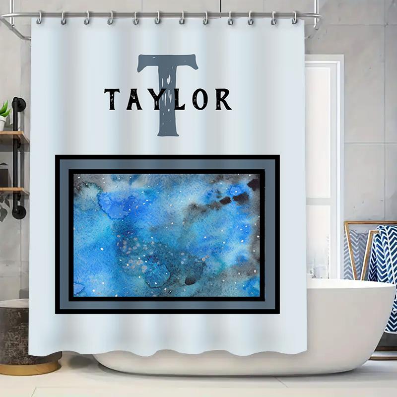 

Waterproof Bathroom Shower Curtain With Artistic Space Design Custom Name And Number Printing For Home Decoration. W60H190(CM)-1 Pcs