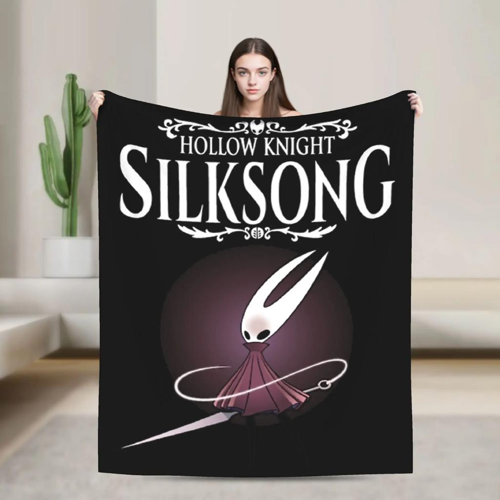 Hollow Knight Silksong Dark Fantasy Velvet Throw Blanket Gothic Home Decor Knitted Soft MultiUse Blanket for Car Bed Sofa