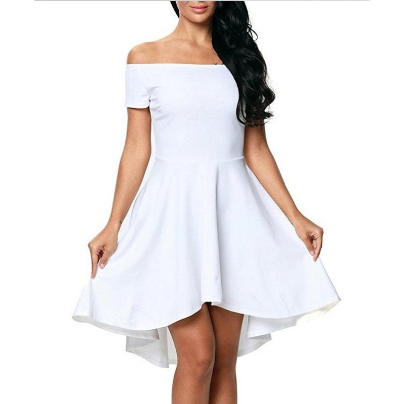 

JPNTKY Fashion Summer Spring Solid Color Print Short Sleeve Casual Dresses S