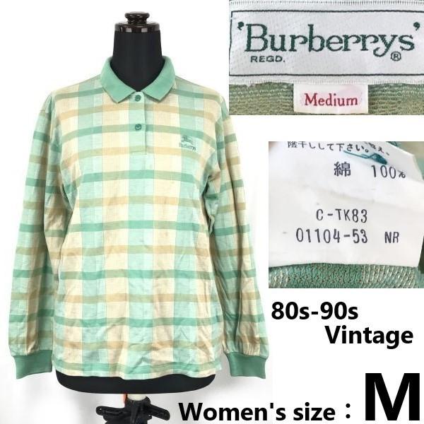 

BURBERRY’S Vintage by Sanyo Long Sleeve Polo Shirt Women’s M Green Check Japan Authorized Tops