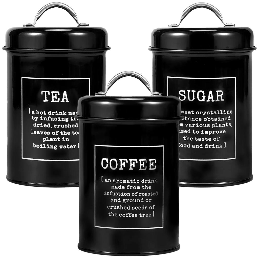 3Pcs Tea Coffee Sugar Canisters Set Space Saving Food Storage Jars Canisters Tea Organizer Airtight Coffee Container for Home