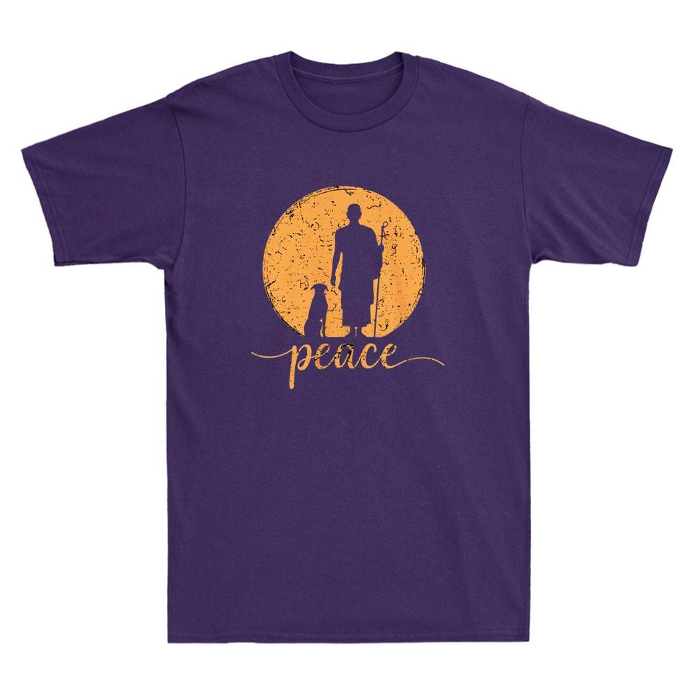 Walk For Peace Monks With Aloka Dog Minimalist Zen Art Vintage Unisexs Tshirt Tee