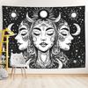 1 Piece Black and White Moon Woman Tapestry, Polyester Fabric, Machine Washable, Suitable for Bedroom Living Room Decoration