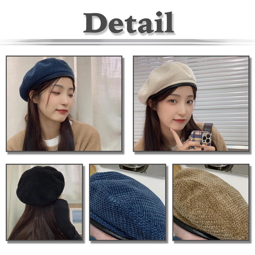 Barett CZ341 [Weißer Zahn] Hut, Herbst/Winter, Schlicht, Niedlich, Stilvoll, Elegant, Flauschig, Damen, (Marine)