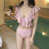 Yuandu High-waist Split Sexy Triangle Ruffle INS New Small Bust Gathering Hot Spring Vacation Swimsuit