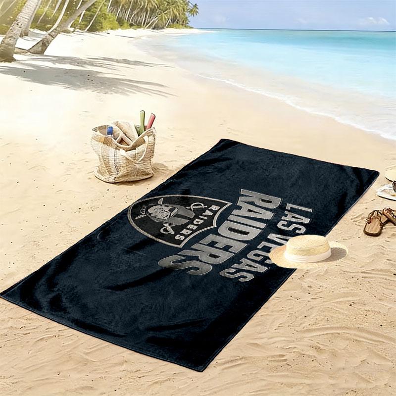 Ręcznik plażowy z nadrukiem Las Vegas Raiders, Duży miękki szybkoschnący ręcznik na plażę, kemping, basen