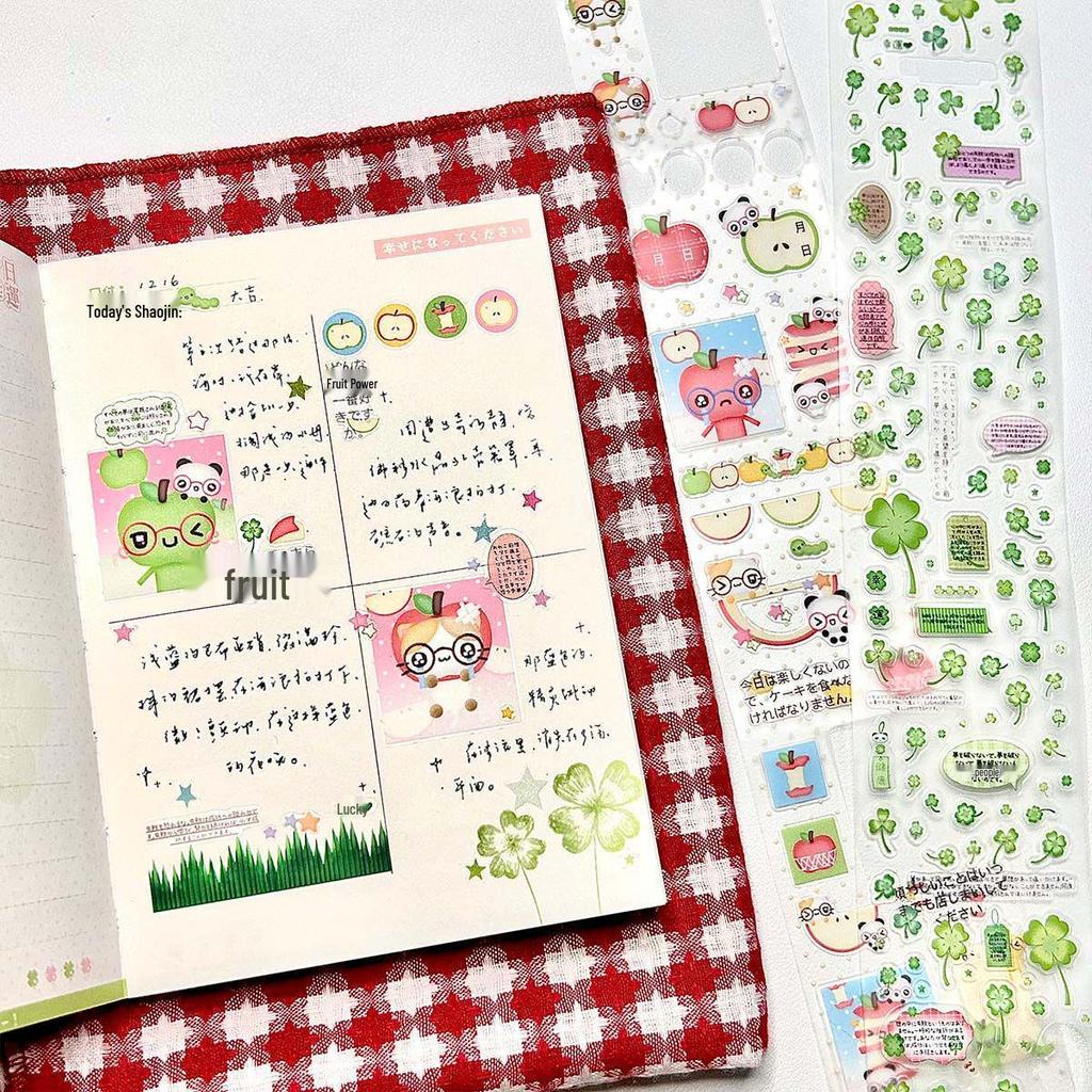 Retro 'Olden Days Story' Four-Leaf Clover Label Stickers for Journals and Collages