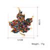 Vintage Brooch Colorful Maple Leaf Pins for Women Wedding Rhinestone Metal Badges Jewelry