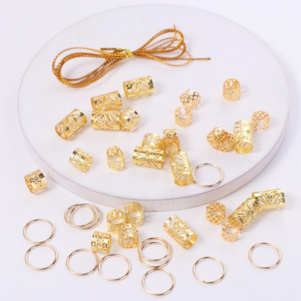 41pcs Hair Braiding Dreadlocks Beads Dread Locks Hair Braid Tubes Hollow Out Hair Ring  Men