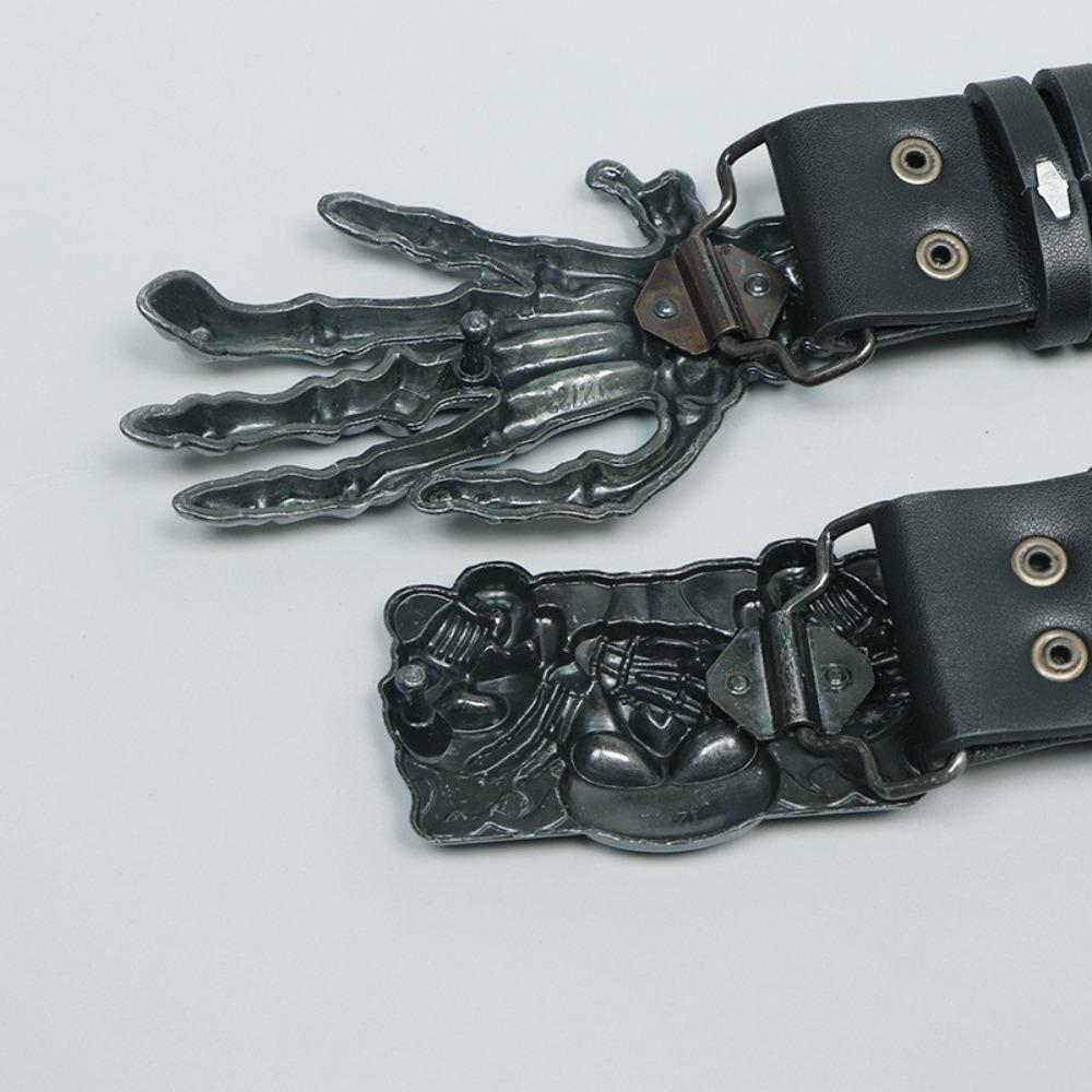 Casual Rivet Belts Versatile Snap on Waist Belt Fashion Skull Belt  Unisex