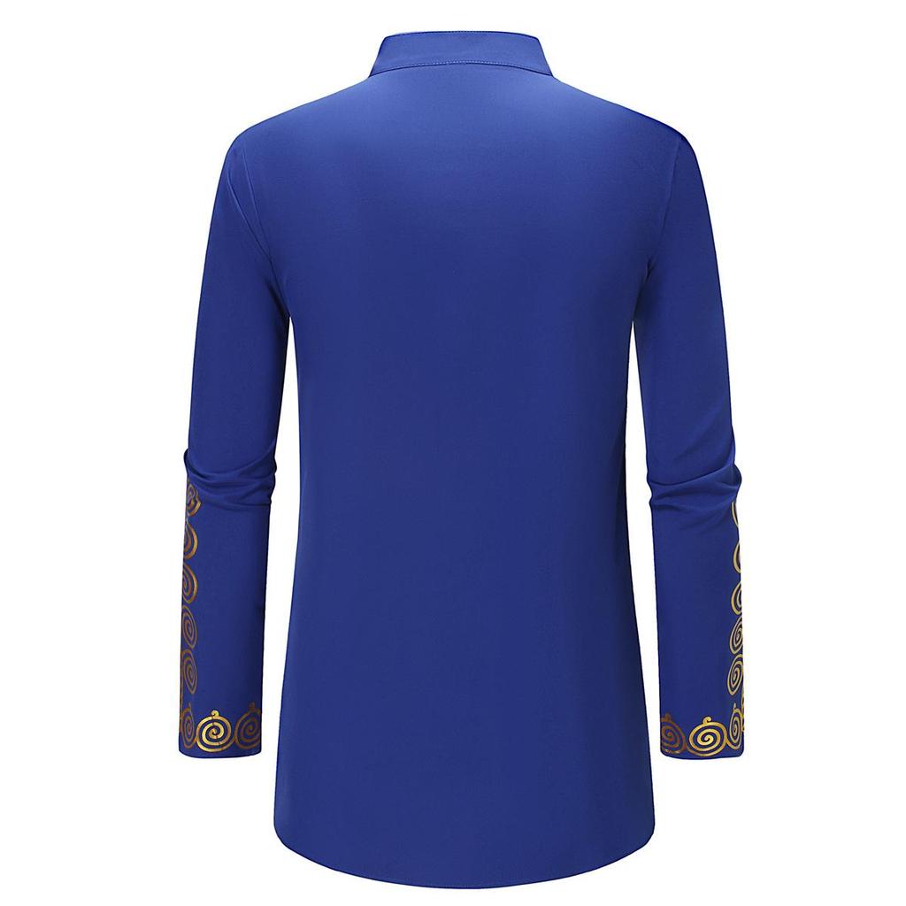 Men's Shirt - Autumn/Winter Casual Stand Collar, Hot Stamping, Medium Long Style (CG9)