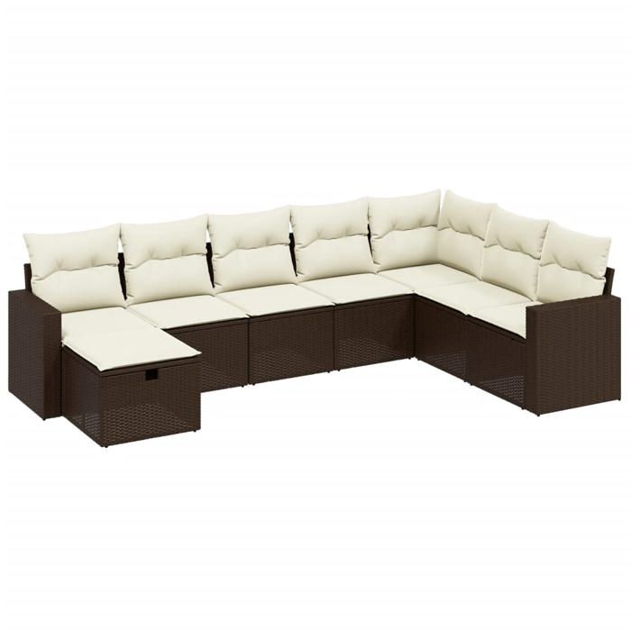 VidaXL Garden Lounge Set with Cushions 8 Pcs, Patio Sofas, Patio Furniture Set, Outdoor Furniture, Brown 3263589