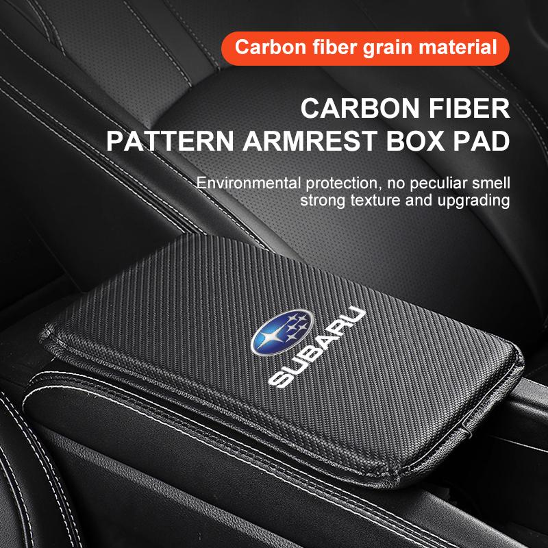 Carbon Fiber Leather Car Console Box Pad Car Armrest Cushion Cover For Subaru LEGACY Forester Outback Rally WRX WRC XV Impreza