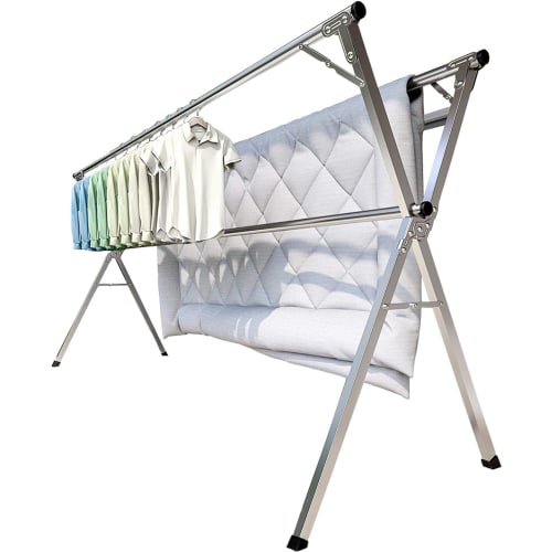 This X-shaped, extendable clothes drying rack for futons and other indoor items is made with lightweight, rust-resistant aluminum pipes. It's a space-